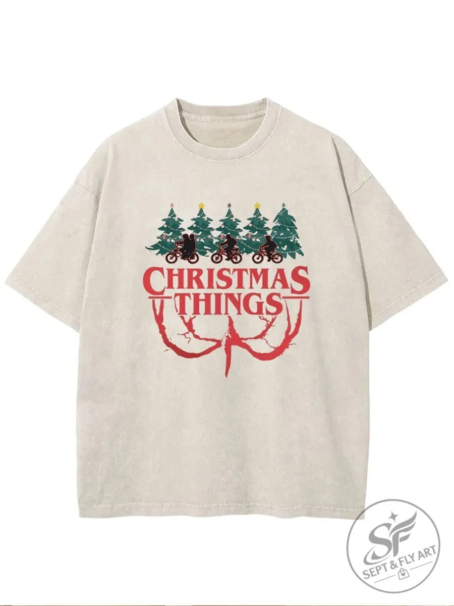 Stranger Things Christmas Things Holiday Season Graphic Washed T-Shirt